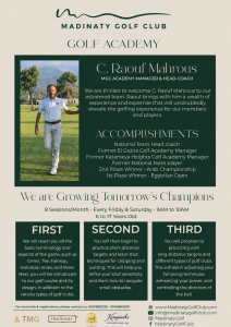 C. Raouf Mahrous, Academy Manager at Madinaty Golf Academy, introducing the junior golf training program.